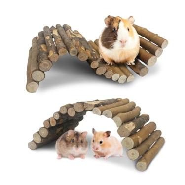Imagem de Hamiledyi Escada de madeira para ponte de hamster 34 cm C x 19 cm L grande brinquedo de escalada natural para túnel de esconderijo acessórios de gaiola de hamster para coelhos, porquinhos-da-índia,