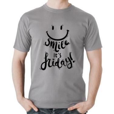 Imagem de Camiseta Algodão Smile, It's Friday! - Foca na Moda, Cinza, G