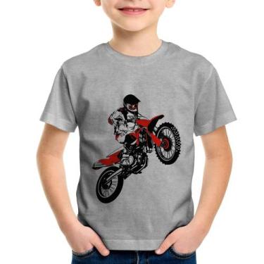 Imagem de Camiseta Infantil Motocross Jump Vermelha - Foca na Moda, Cinza, 12