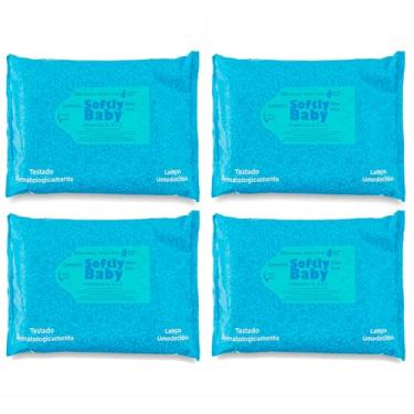 Imagem de Lenço Umedecido Baby Softly - 100 Unidades por Pacote - Com Vitaminas A e C, Aloe Vera e Camomila - Suave e Hipoalergênico para Bebês (4 Pacotes)