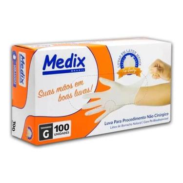 Imagem de Luva Descartável Medix Látex Com Pó Tamanho G 100 unidades