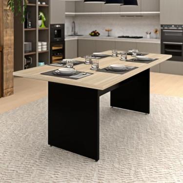 Imagem de Mesa De Jantar 6 Lugares Cozinha 200x100cm Mdp Netmobil (Carvalho/Preto)