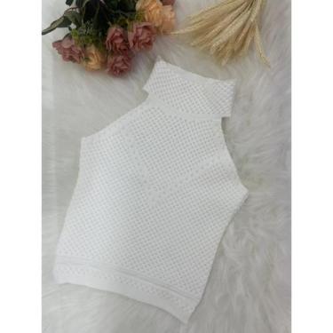 Imagem de Blusinha Cropped Regata Frente Única Feminina Gola Alta Garrafinha Com