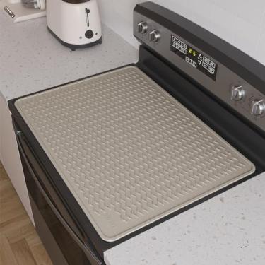 Imagem de XiFEO Capas de fogão para fogão elétrico, protetor de tampa superior de fogão de vidro de silicone de grau alimentício, protetor de fogão de indução espessa, tapete de cobertura de fogão de cerâmica