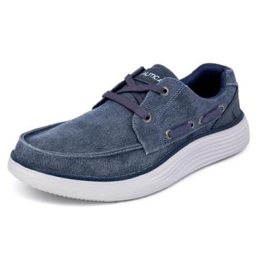 Imagem de Nautica Mocassim masculino casual sem cadarço confortável – Mocassim elástico elástico – Tênis de caminhada atlética – Pearson, Navy-barbeiro, 44