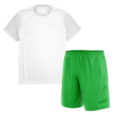 Imagem de Kit Calção Short Futebol Basquete Verde + Camiseta Manga Curta Masculina-Masculino