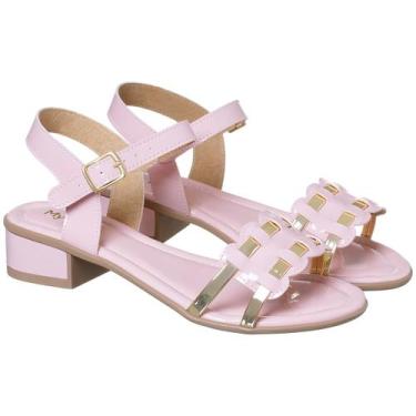 Imagem de Sandália Feminina Confortável Saltinho Baixo Tiras Douradas - My Tot, 