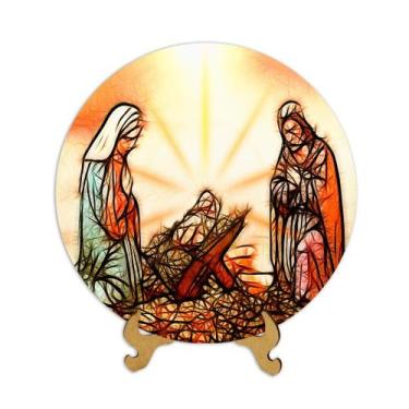 Imagem de Placas Religiosas com apoio de mesa Menino Jesus Sagrada Família Nossa