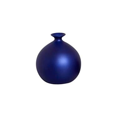 Imagem de Decoração de Sala Vaso de Mesa de Cerâmica Maia Grande Azul Royal 17x16 cm