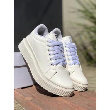 Imagem de Tênis Feminino Plataforma Casual Preto e Branco - Bela Rios, Branco si