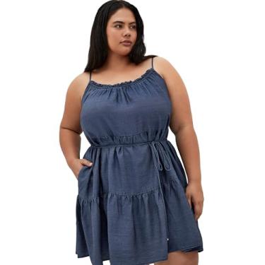 Imagem de City Chic Vestido feminino plus size - Sweet Tiers Mini, Jeans escuro, 50