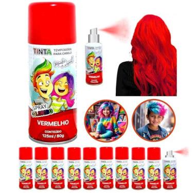 Imagem de 10 Tintas de Cabelo Temporária Vermelha Spray lavável Festa Infantil C