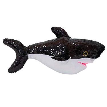 Imagem de Tubarão Lantejoulas Preto Prateado 47cm - Pelúcia