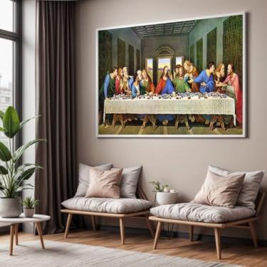 Imagem de Quadro com Moldura Sala Quarto 40x60 Santa Ceia Religioso Decorativo Horizontal Grande Hall