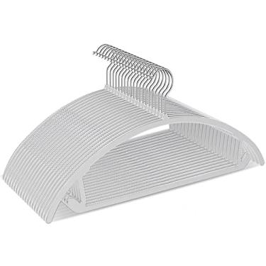 Imagem de TIMMY Cabides de plástico, pacote com 50 cabides para ternos, antiderrapante, economizam espaço, design curvo para proteger a forma da roupa (cinza)