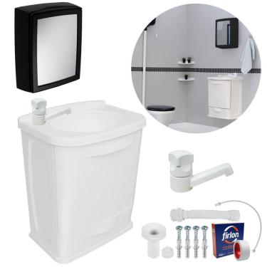 Imagem de Gabinete 2 Portas Suspenso Banheiro Lavatório + Armário +