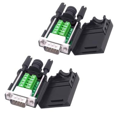 Imagem de YARCHONN DB9 conector sem solda macho placa breakout RS232 D-SUB bloco de terminais adaptador serial de 9 pinos com capa - 2 pacotes (macho)