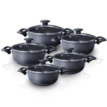 Imagem de Conjunto jogo panelas caçarola antiaderente tampa vidro - Alumínios Po