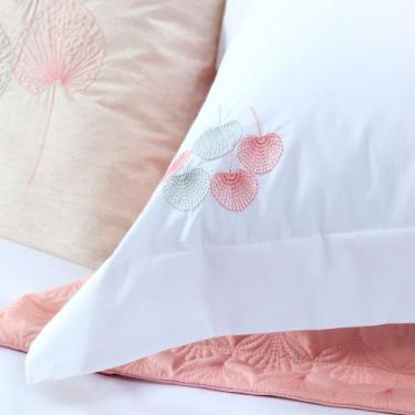 Imagem de Roupa de Cama Casal King Bordado Natureza 200 Fios Algodão 04 Peças - 