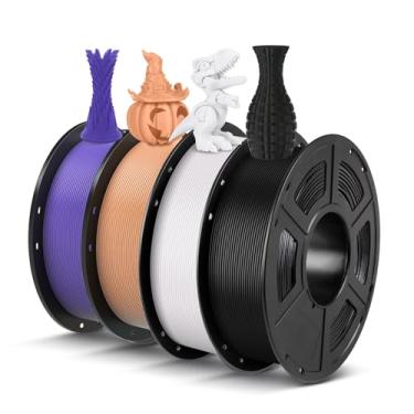 Imagem de ANYCUBIC Pacote de filamento PLA de 1,75 mm, filamento PLA de impressão 3D, precisão dimensional de 1,75 mm, precisão dimensional +/- 0,02 mm, carretel de 1 kg (1 kg), 4 kg preto + branco + penugem