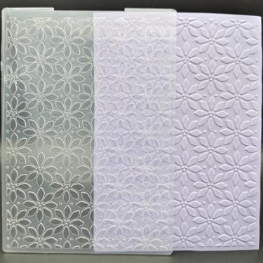 Imagem de Pasta de plástico em relevo 12 x 17 cm padrão de flores artesanato em papel impressões texturizadas de plástico para fazer cartões scrapbooking