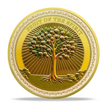 Imagem de RYUKENLM Fruto do Espírito Cristão Desafio Moeda Gálatas 5:22-23 Verso da Bíblia Token Presente Cristão Inspirador para Homens Mulheres