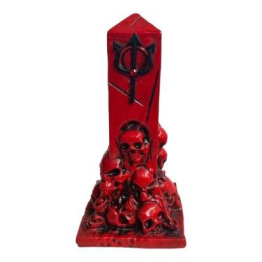 Imagem de Escultura Túmulo Crânios Pomba Gira Vermelho 13 cm Resina - Lua Místic