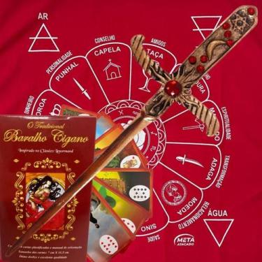 Imagem de Kit O Tradicional Baralho Cigano + Athame + Toalha - Lua Mística - 100