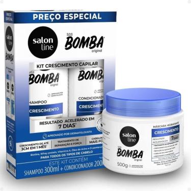 Imagem de Kit Salon Line SOS Bomba Crescimento Capilar: Shampoo 300ml e Condicionador 200ml + Máscara Hidratante 500g