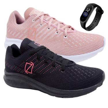 Imagem de Kit 2 Tenis Feminino Treinos Caminhada Academia Leve + Relógio-Feminino