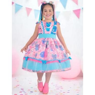 Imagem de Vestido Stitch Festa Junina São Joao Quadrilha Rosa Luxuoso - Moderna 