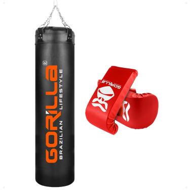 Imagem de Kit Luta Saco de Pnacada boxe Muay Thai 160Cm + Luva Treino Bate Saco Equipamento Original Gorilla