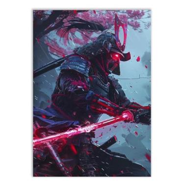 Imagem de Placa Decorativa Samurai Oni Foice Dupla Perfil Quarto Sala Decoração Poster