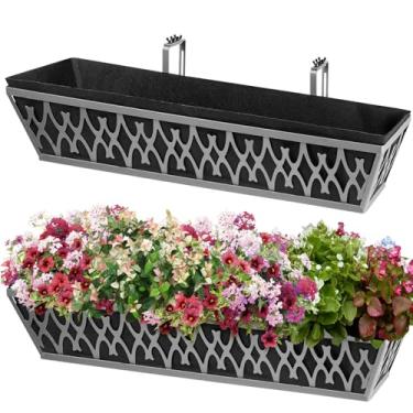 Imagem de Pacote com 2 caixas de janela de 76 cm, caixa de plantas, trilhos com suportes ajustáveis e sacos de cultivo de plantas de tecido não tecido, caixas de plantas, trilhos de convés, caixa de flores para