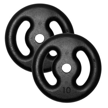 Imagem de Kit 2 Anilha 10Kg Fitness Ferro Pintada Academia Treino 20Kg