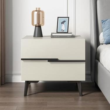 Imagem de Mesa de cabeceira retrô, mesa de cabeceira moderna, armário de armazenamento, mesa lateral com 2 gavetas para sala de estar, quarto, cabeceira, entrada, casa, escritório, banheiro, B-48 x 40 x 44 cm