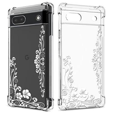 Imagem de GREATRULY Capa transparente floral para Pixel 6a para mulheres/meninas, linda capa de telefone para Google Pixel 6a, design de flor, fina, macia, transparente, à prova de quedas, capa protetora de
