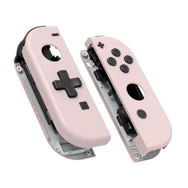 Imagem de eXtremeRate – Caixa de controle portátil Joycon (Versão D-Pad) com botões completos, capa de reposição DIY para Nintendo Switch Joy-Con – Console Shell não incluído, Sakura Pink, Joycon Shell and Buttons - Dpad Version