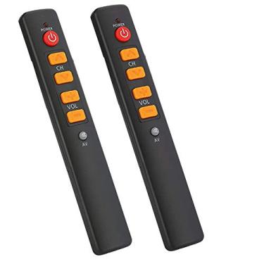 Imagem de Controle remoto de aprendizado de botão grande para idosos, 2 unidades de controle remoto universal programável grande de 5 teclas para TV/STB/DVD/DVB/HiFi/VCR, etc.