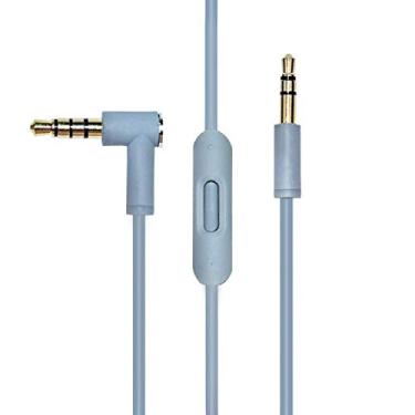 Imagem de Cabo de cabo de áudio de substituição com cabo de extensão de áudio de microfone em linha e controle remoto compatível com batidas por fones de ouvido Dr. Dre Solo/Studio/Pro/Detox/Wireless/Mixr/Executive/Pill, Cinza