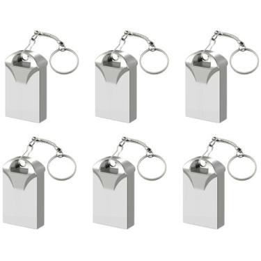 Imagem de Kit c/ 6 Pendrive 32GB USB 2.0 Chaveiro Portátil Design Metálico Compa