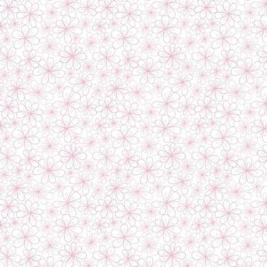 Imagem de Papel De Parede Floral Rosa Fundo Branco Adesivo Sala Quarto