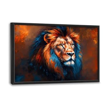 Imagem de Arte de parede extragrande para sala de estar emoldurada, imagens de decoração de parede grande de leão, pintura de impressão em tela de animal, arte emoldurada quarto escritório decoração de casa 61