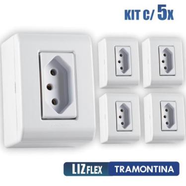 Imagem de Caixa de Sobrepor 1 Tomada 2P+T 10A 250V Tramontina LizFlex BR kit c/5