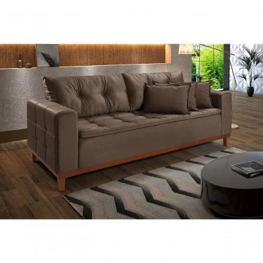 Imagem de Sofá Atenas 1,70 3 Lugares Império Estofados Veludo Marrom 175