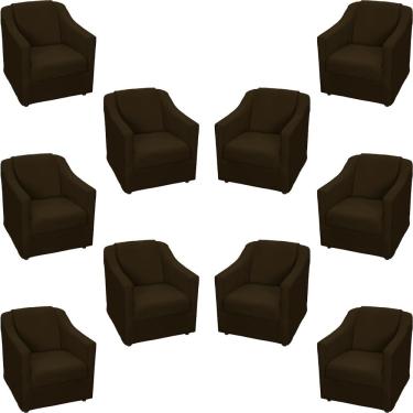 Imagem de Kit 10 Poltronas Decorativa Mila Pé De Plástico Cromado - Marrom Suede