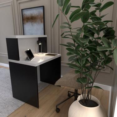 Imagem de Balcão De Atendimento Para Recepção Pequeno 80cm De Largura Preto Cinza Cristal