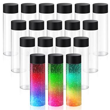 Imagem de Tanlade 24 garrafas de plástico transparente, garrafas sensoriais vazias com tampas, suco de plástico PET, reutilizável, à prova de vazamento, recipiente para bebidas a granel para suco de leite (300
