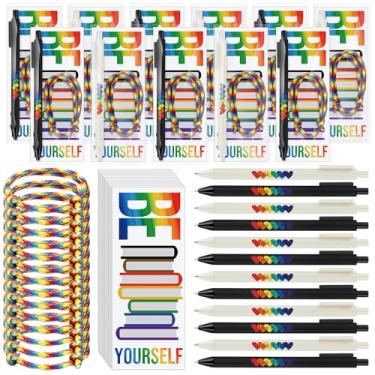 Imagem de Sayglossy 50 conjuntos de pulseiras para presente LGBTQ, orgulho gay, aliado a granel, arco-íris, canetas esferográficas, Love is Love, canetas esferográficas, orgulhoso de você, presentes, marcadores