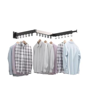 Imagem de Varal Cabideiro de Roupas de Parede Retrátil Articulado Alumínio, Economizador de Espaço Ideal Para Lavanderia, Banheiro, Área de Serviço, Varanda ou Quarto, Suporte para Roupas Dobrável.